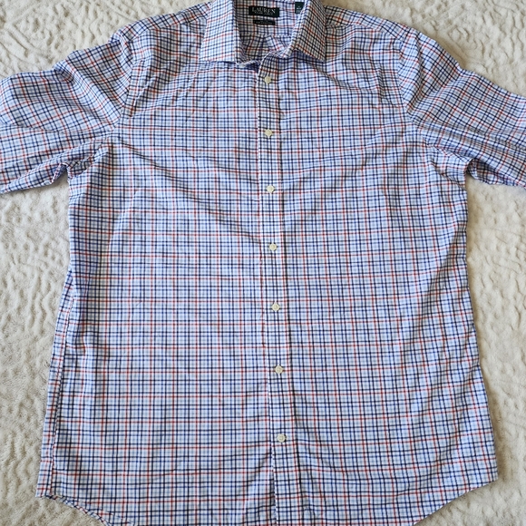 Lauren Ralph Lauren Shirt Mens Tall Fit Supima Cotton 17  36/37 Check Plaid - Picture 2 of 12